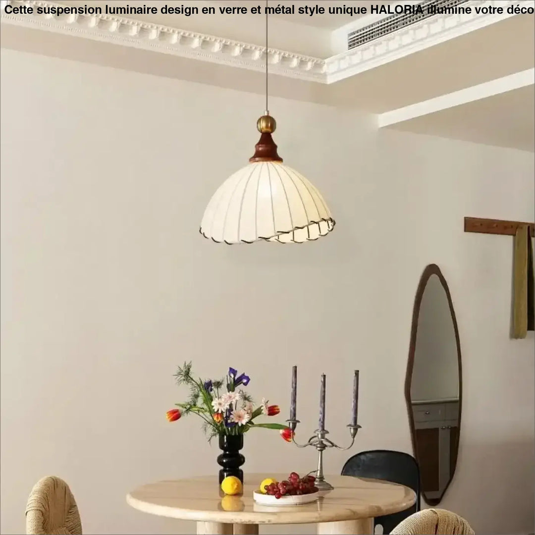 Suspension luminaire en tissu blanc vintage à allure chic