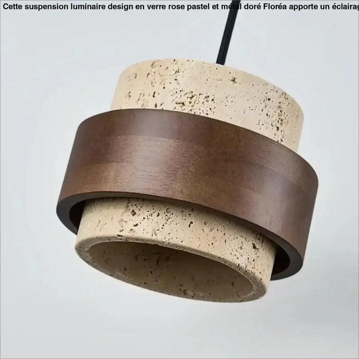 Suspension luminaire moderne en bois et pierre naturelle design