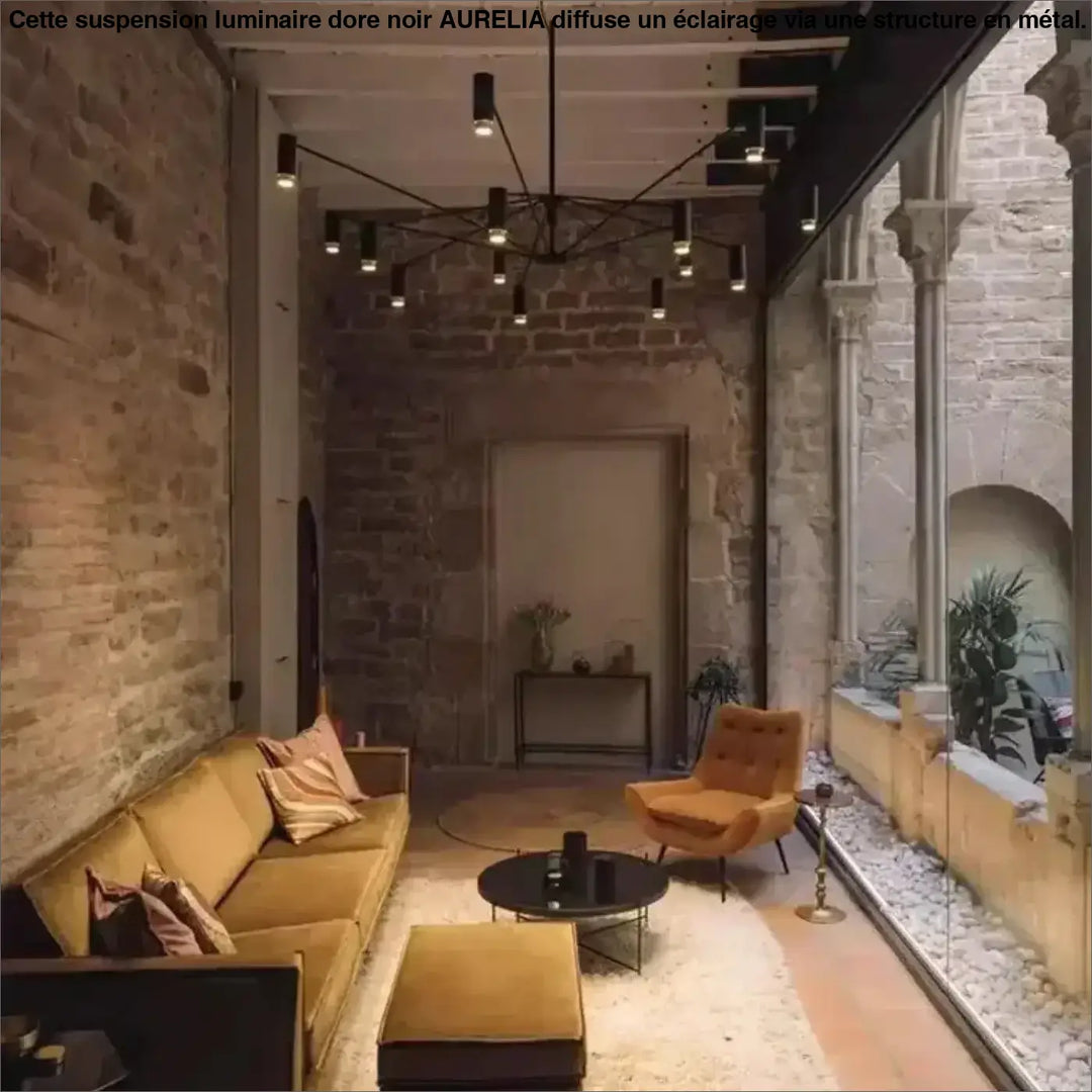 Suspension moderne noire multibras avec spots orientés design
