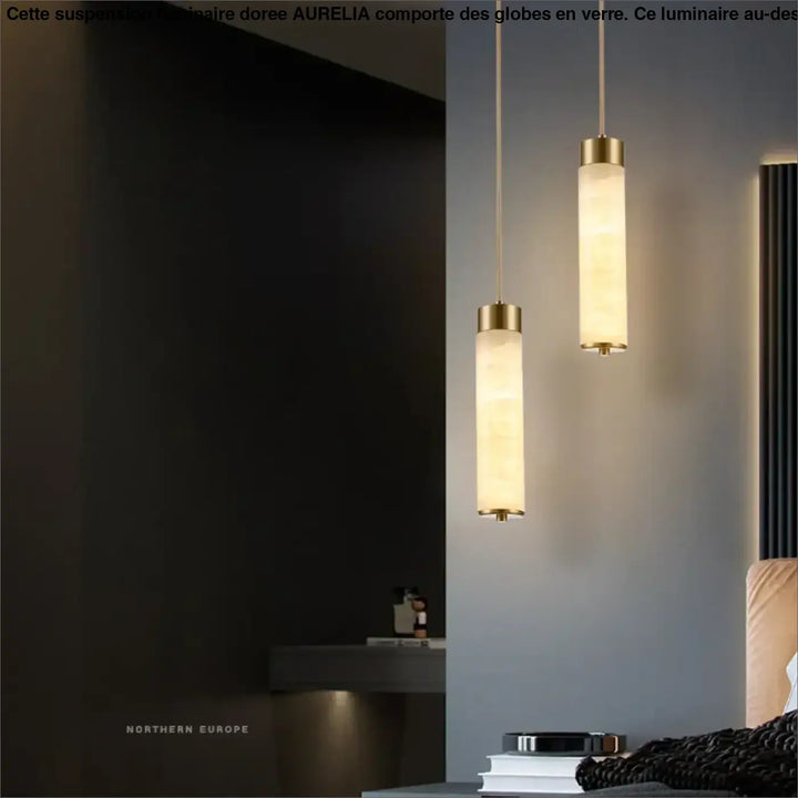 Suspension design moderne en marbre rétroéclairé élégant