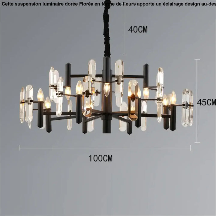 Suspension luminaire doré noir avec design élégant
