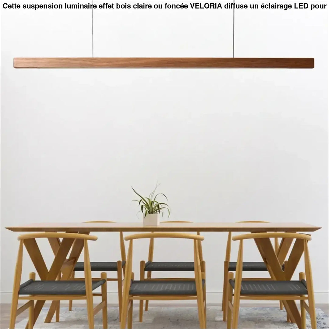 Suspension Luminaire Effet Bois Claire Ou Foncé À LED Câbles Réglables