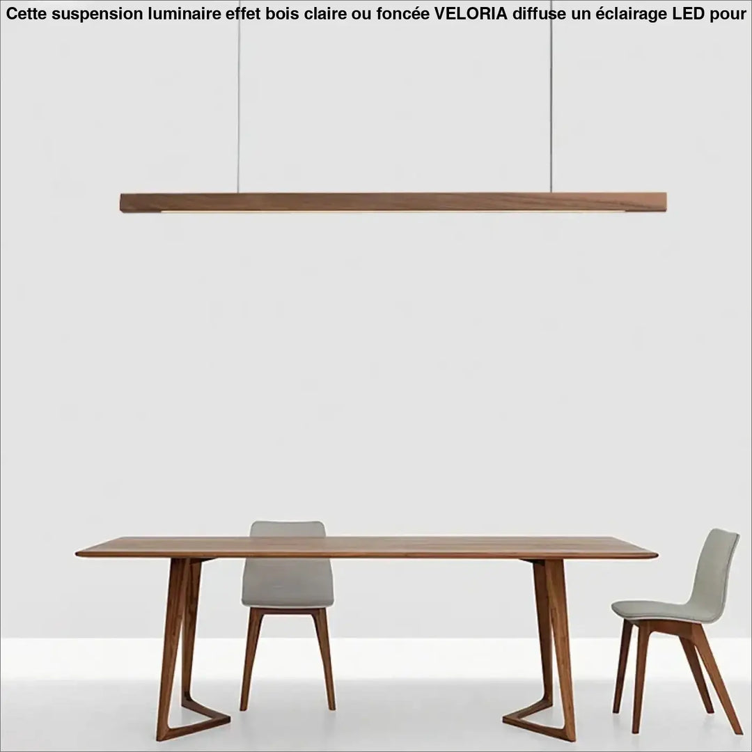 Suspension Luminaire Effet Bois Claire Ou Foncé À LED Câbles Réglables