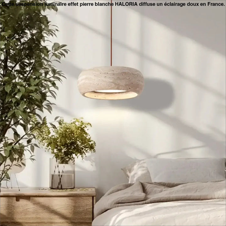 Suspension Luminaire Effet Pierre Blanche Pour Chambre Moderne