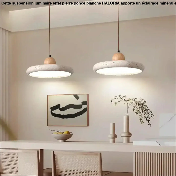 Suspension Luminaire Effet Pierre Ponce Blanche Design Minéral