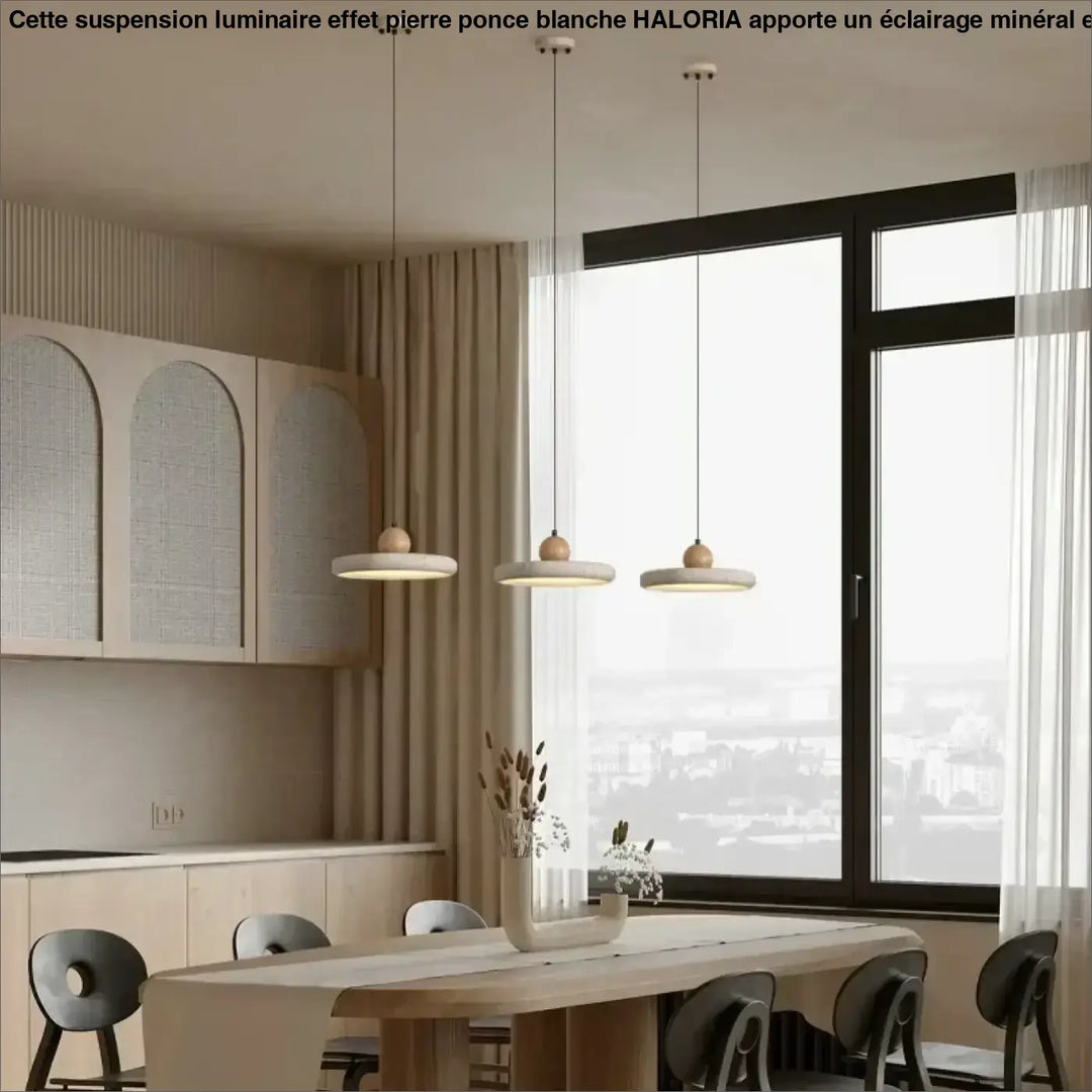 Suspension Luminaire Effet Pierre Ponce Blanche Design Minéral