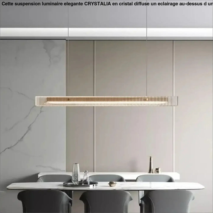 Suspension led linéaire élégante en verre acrylique doré zen