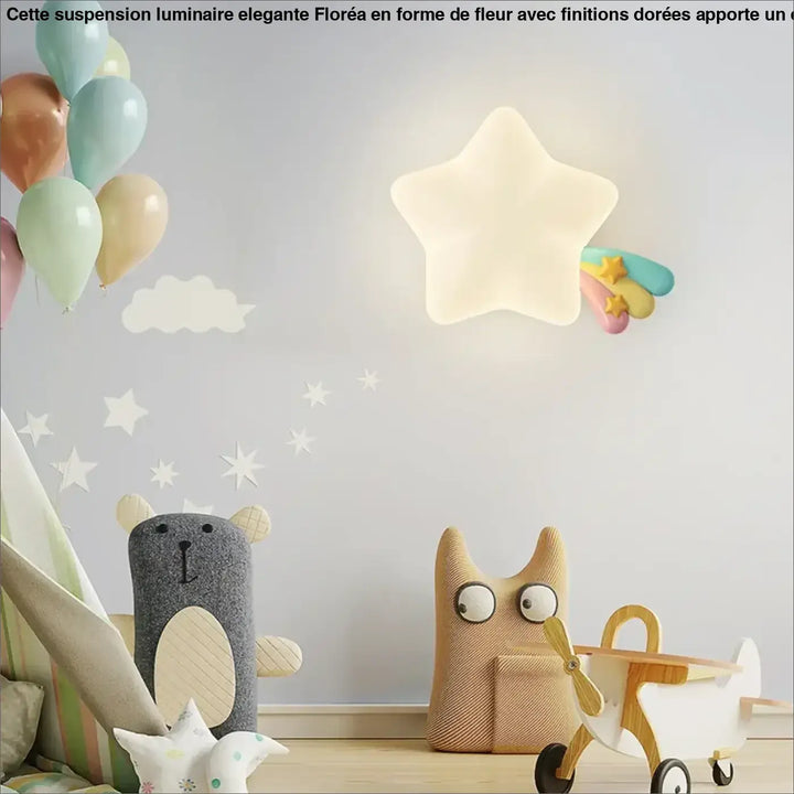 Applique murale staria en forme detoile douce et lumineuse avec finition mate et traînée arc-en-ciel pour chambre denfant