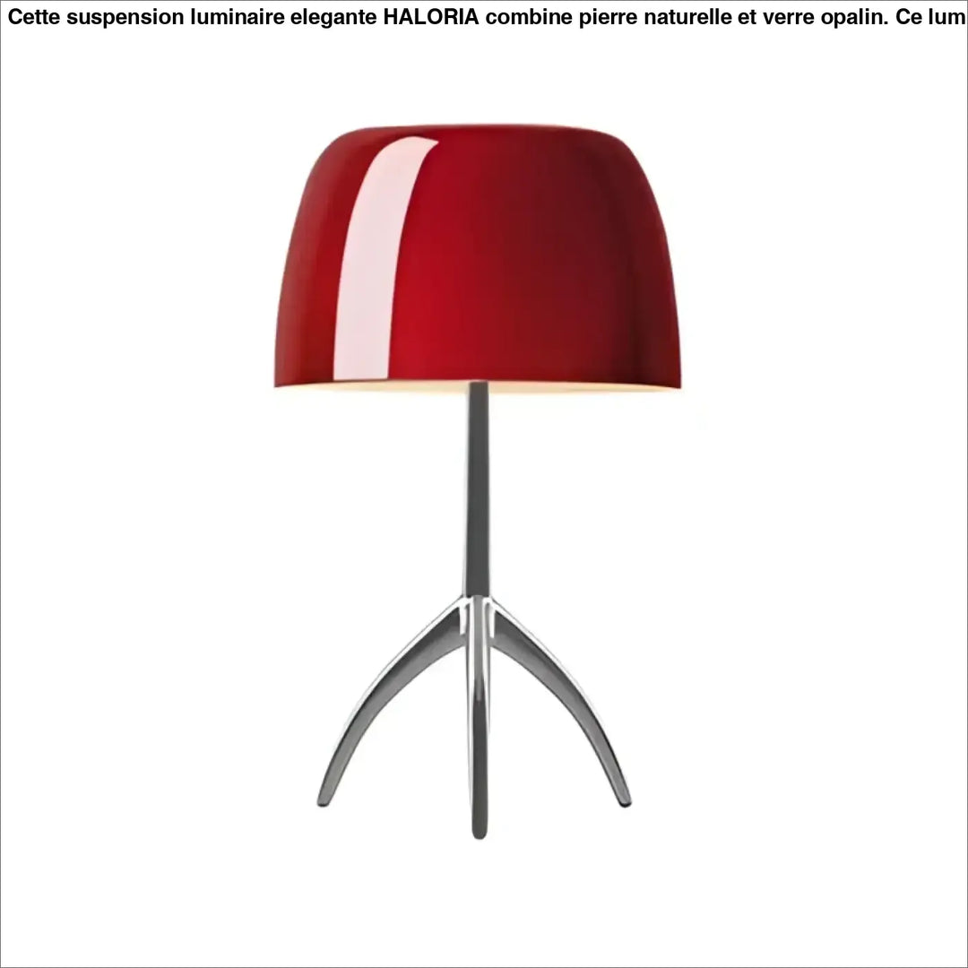 Lampe de table lakko avec abat-jour rouge brillant et base trépied en chrome