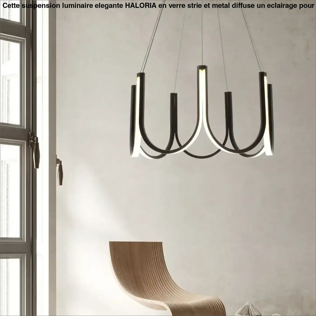 Suspension LED design moderne noire bras lumineux minimalistes