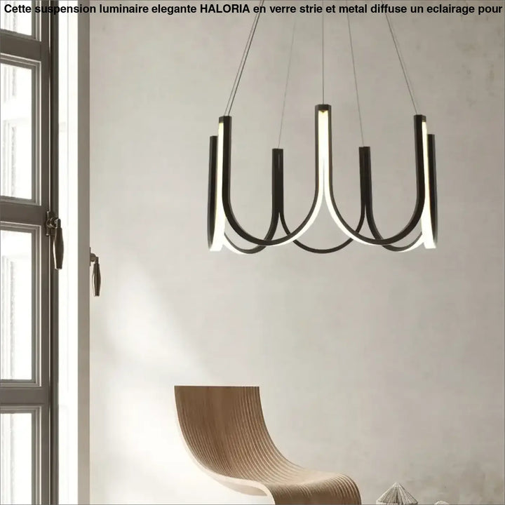 Suspension LED design moderne noire bras lumineux minimalistes