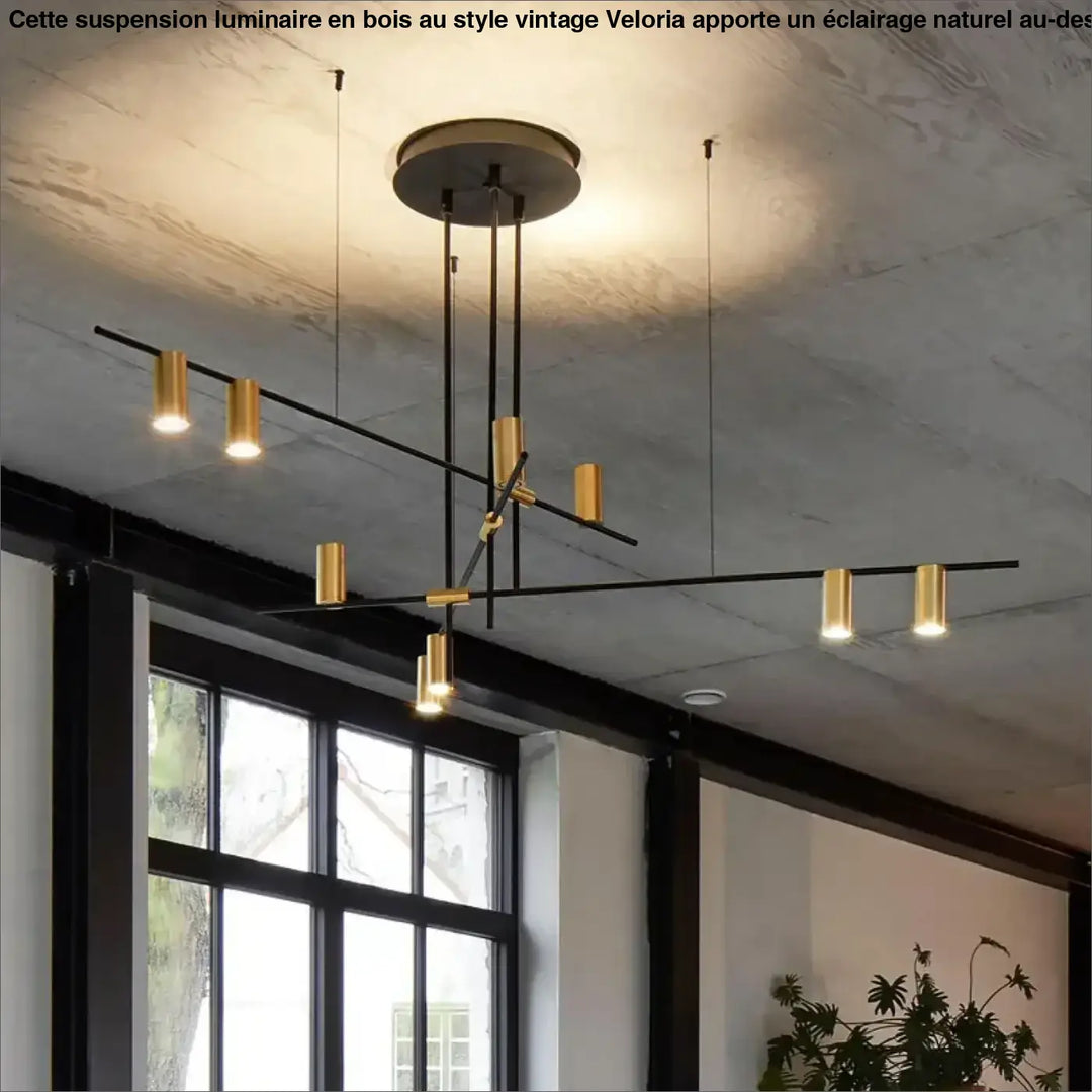Suspension luminaire originale avec 9 spots LED pour salon

