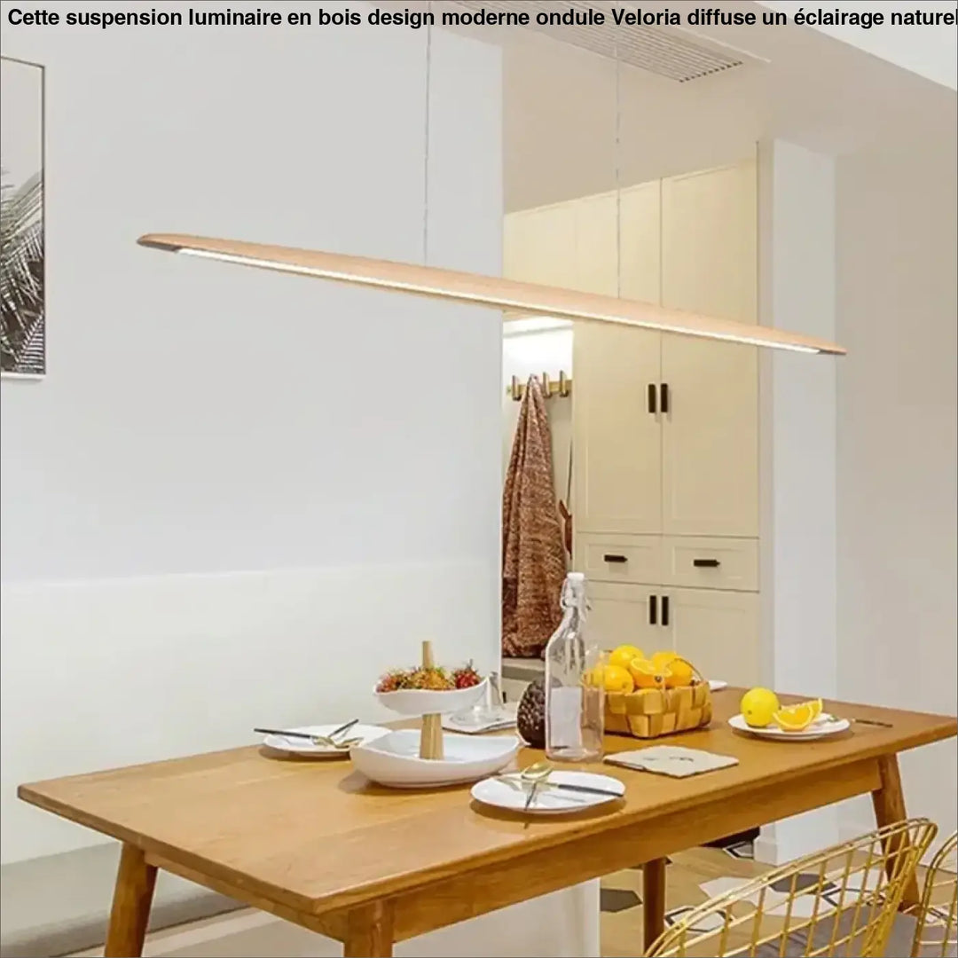 Suspension luminaire bois minimaliste longue et élégante
