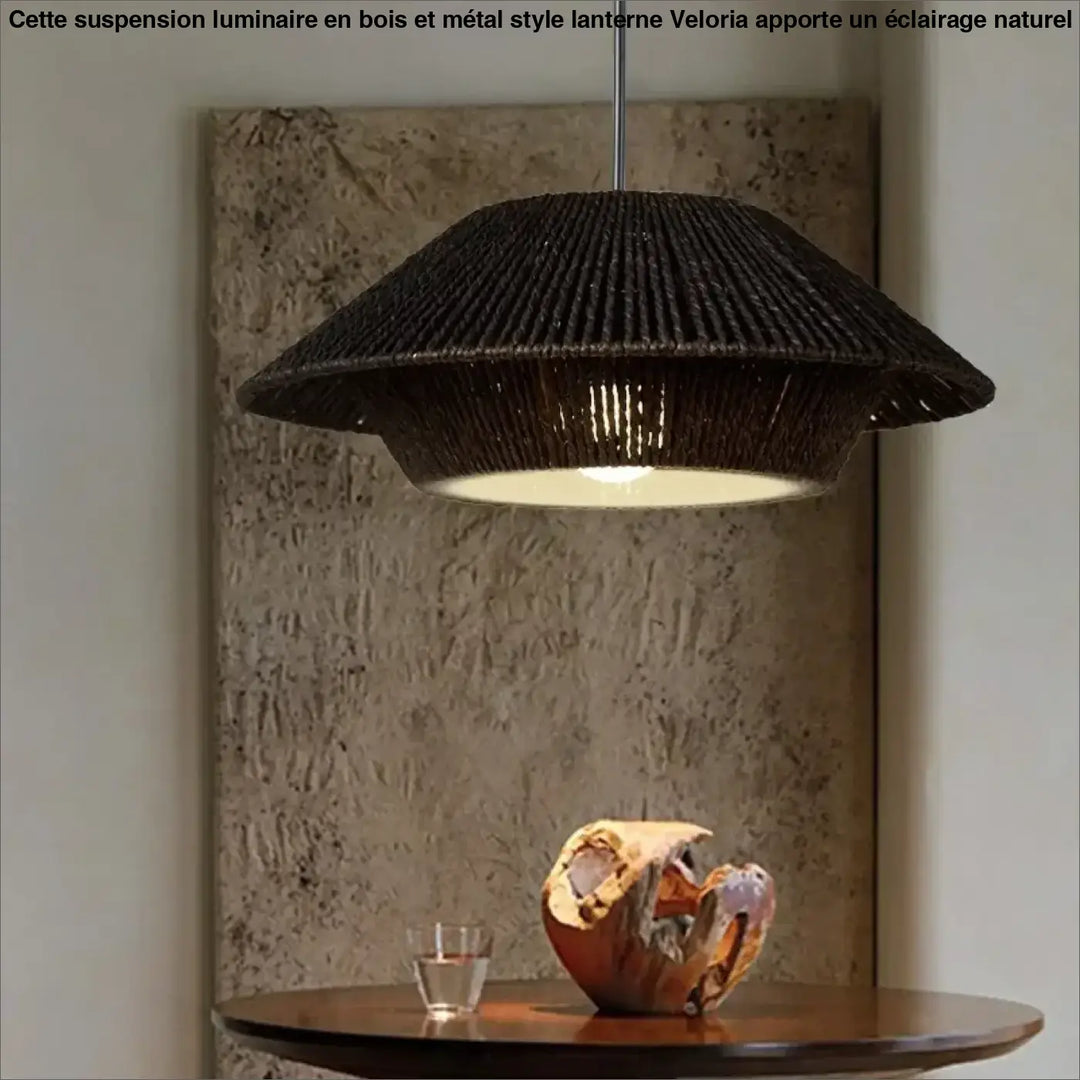 Suspension luminaire en fibres naturelles au style bohème chic