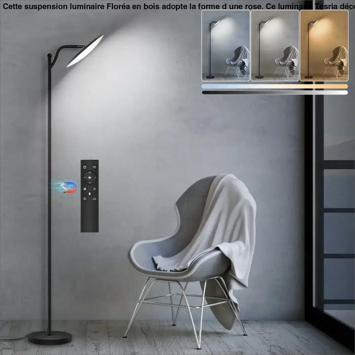 Lampadaire minimaliste en métal noir pour chambre moderne