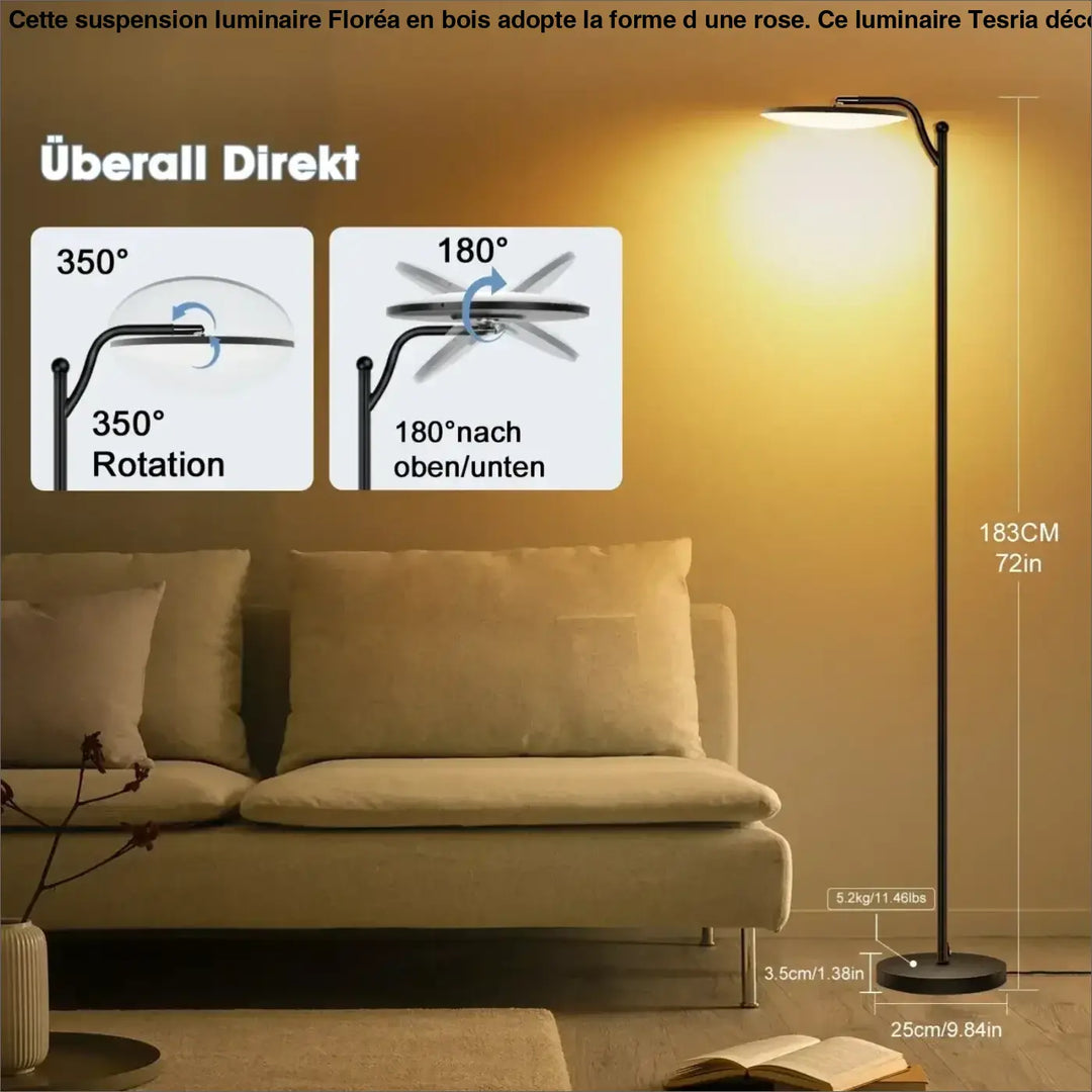 Lampadaire minimaliste en métal noir pour chambre moderne
