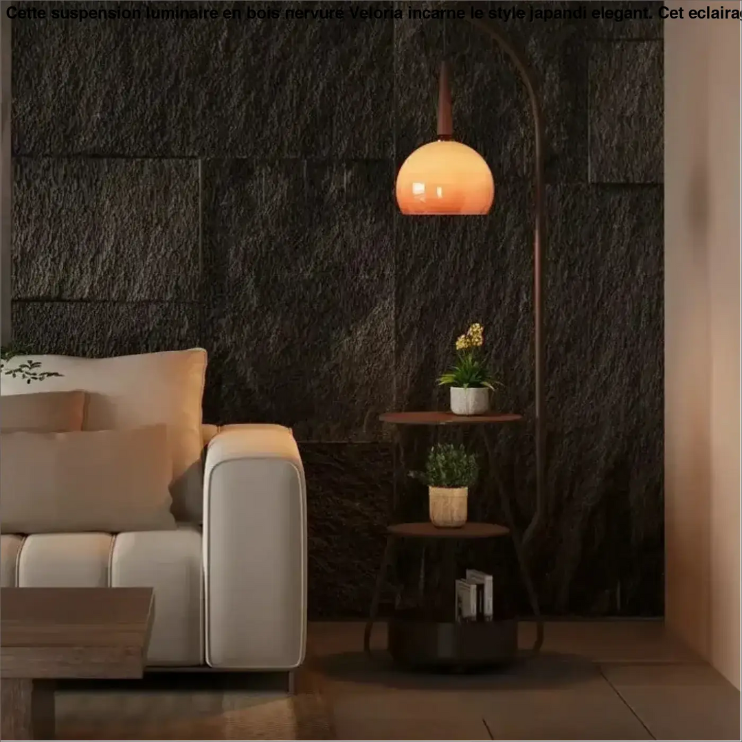 Lampadaire design doria avec globe en verre orange chaud suspendu à un arc métallique courbé sans étagères intégrées