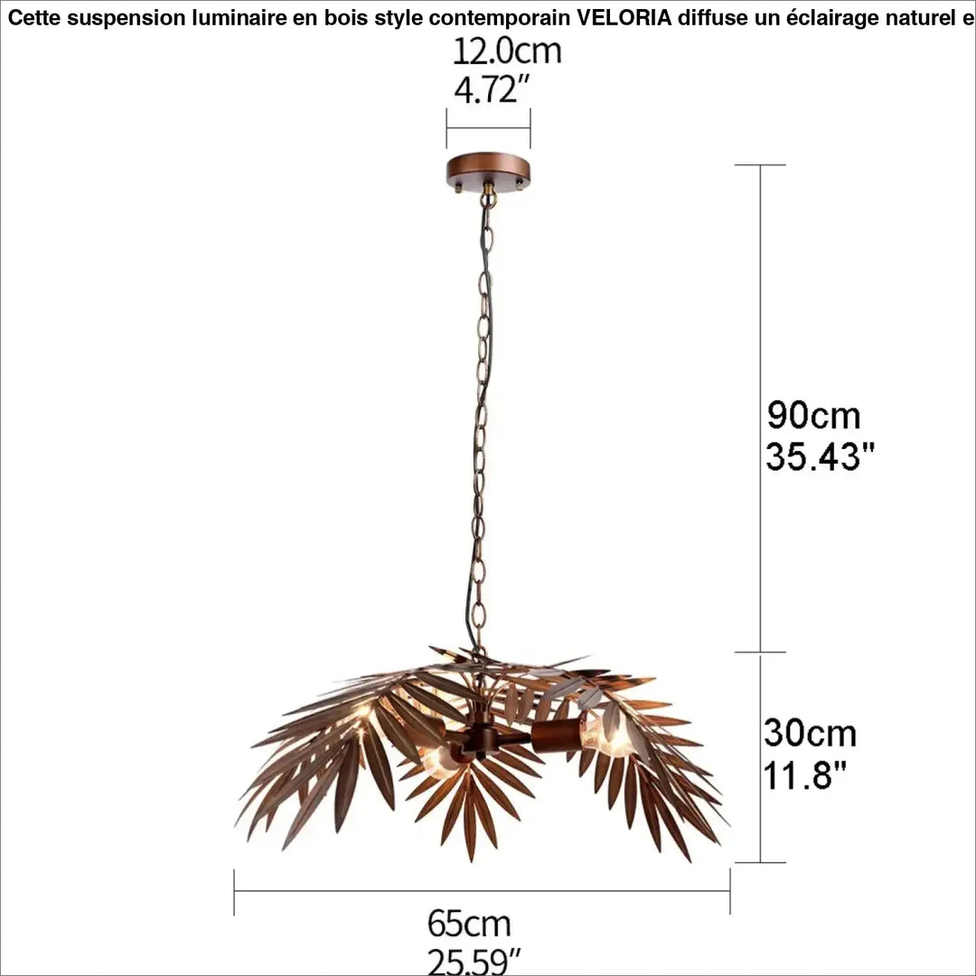 Suspension sculpturale en métal feuilles marron élégante