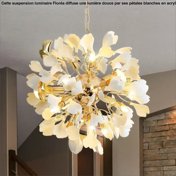 Suspension Luminaire En Boule Avec Des Pétales Design Doré