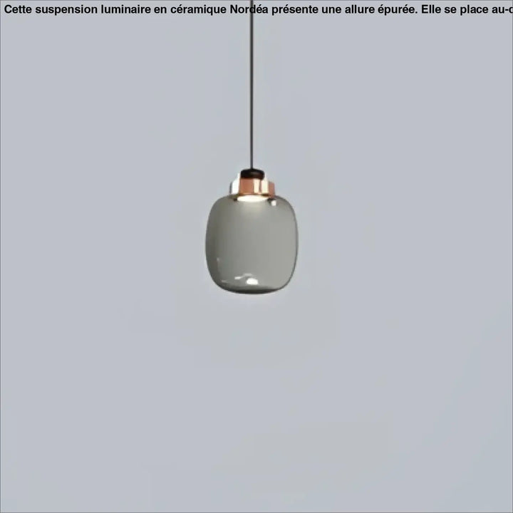 Suspension luminaire mistral avec verre gris fumé mat et structure en metal cuivré pour eclairage moderne