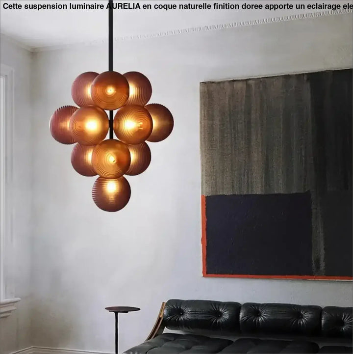 Suspension contemporaine grappe de boules en verre