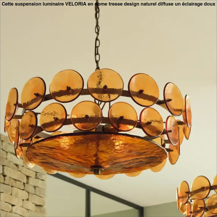 Suspension design rétro en disques de verre vintage