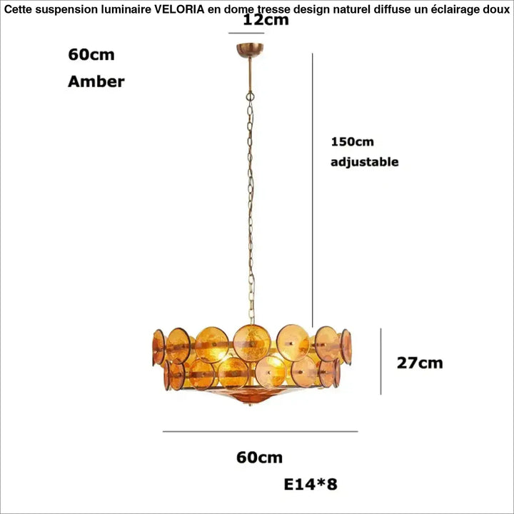 Suspension design rétro en disques de verre vintage