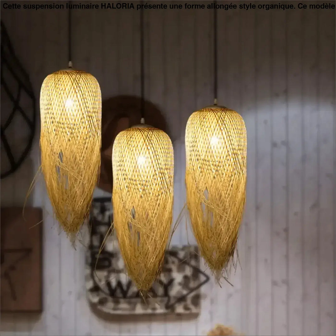 Suspension luminaire en forme allongée style organique et aérien

