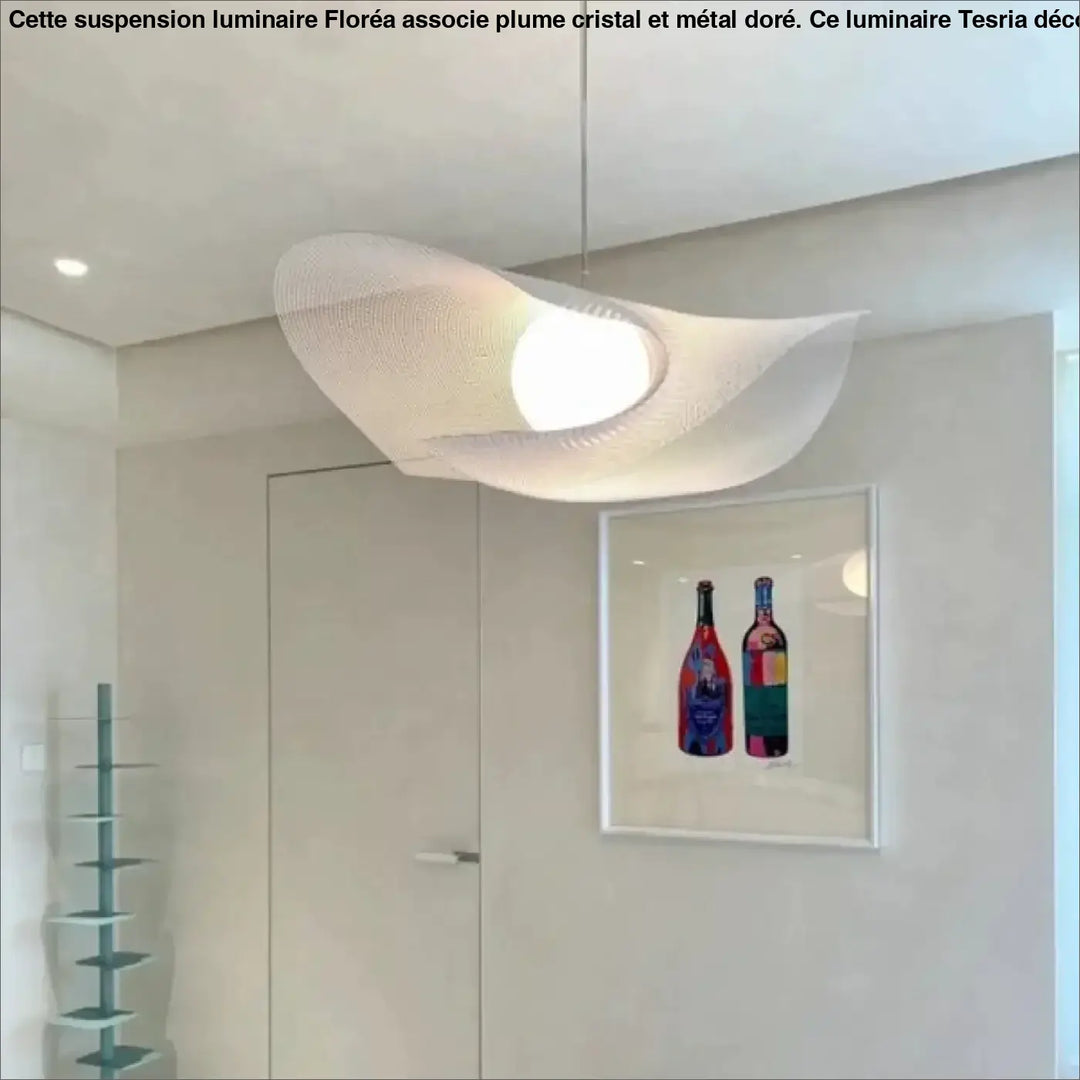 Suspension Luminaire Design Organique En Maille Blanche 
