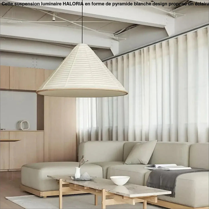 Suspension luminaire en forme de pyramide blanche design originale

