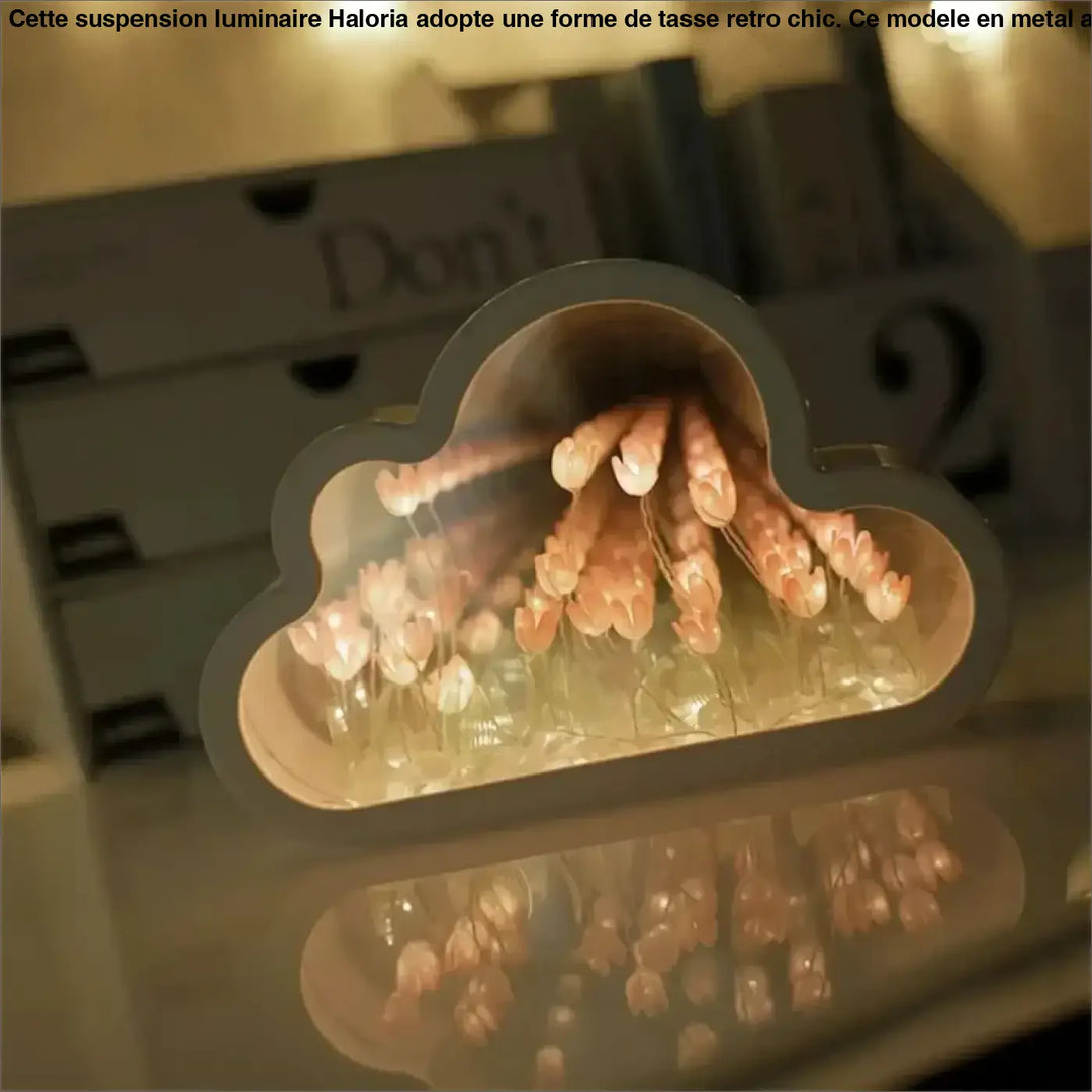 Veilleuse tulipa design moderne avec nuage led gris foncé et lumières tulipes pêche pour décoration intérieure
