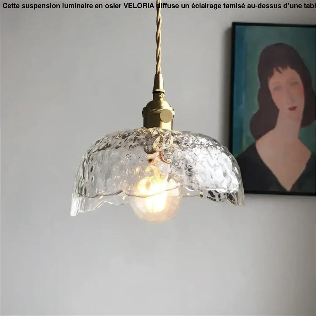 Suspension en verre martelé style rétro chic élégant