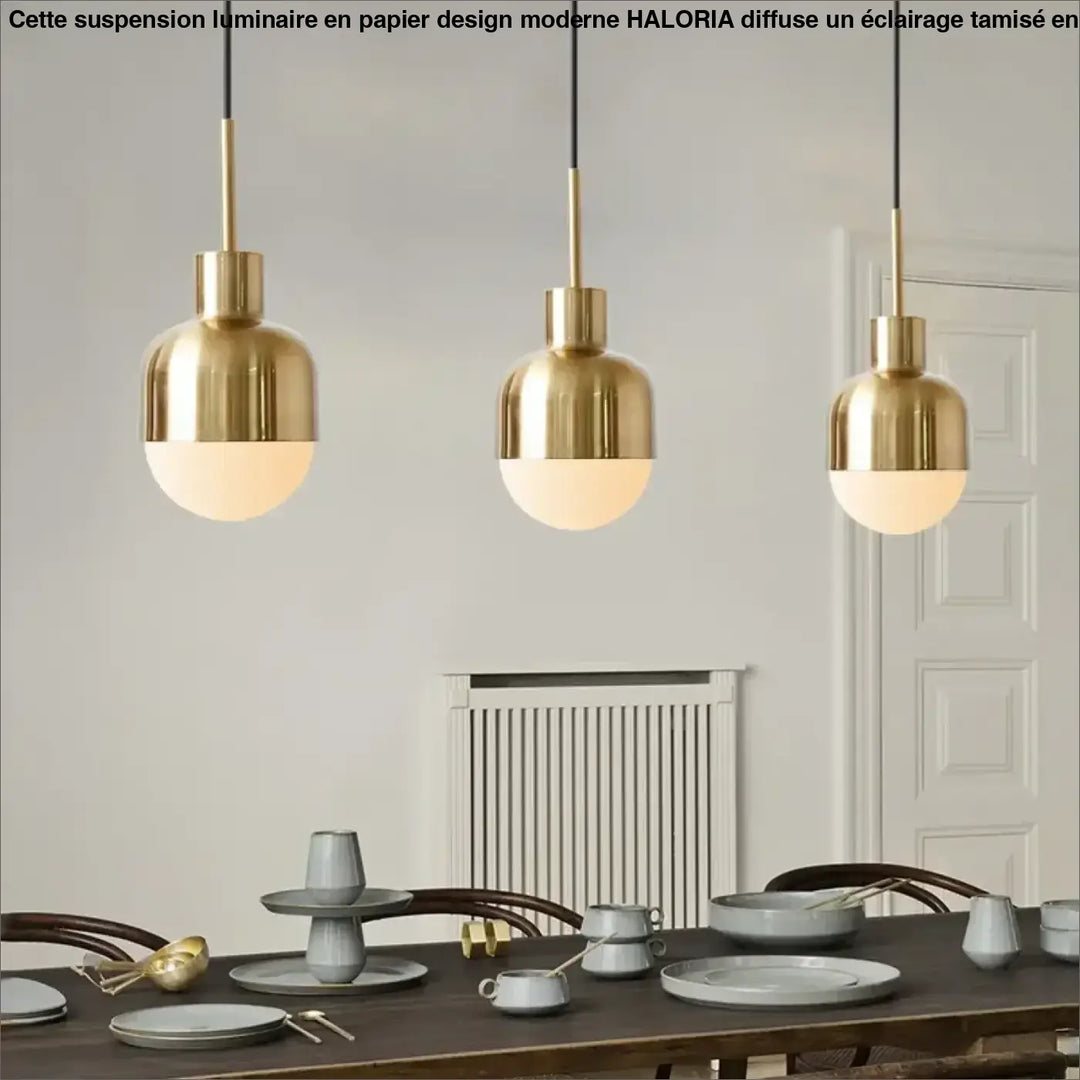 Suspension luminaire en métal doré à lumière blanche design