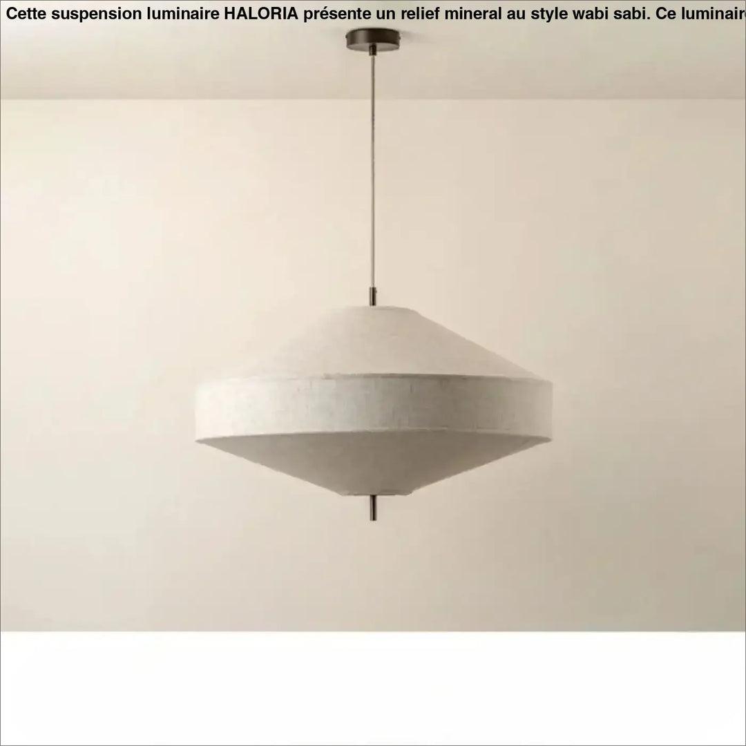 Suspension luminaire kosy en lin naturel avec abat-jour en tissu texturé écru et ferrures métalliques foncées
