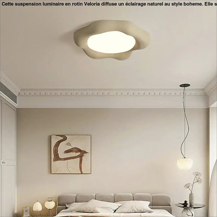Luminaire plafonnier design asymétrique en forme de nuage off-white avec une lumière douce et apaisante