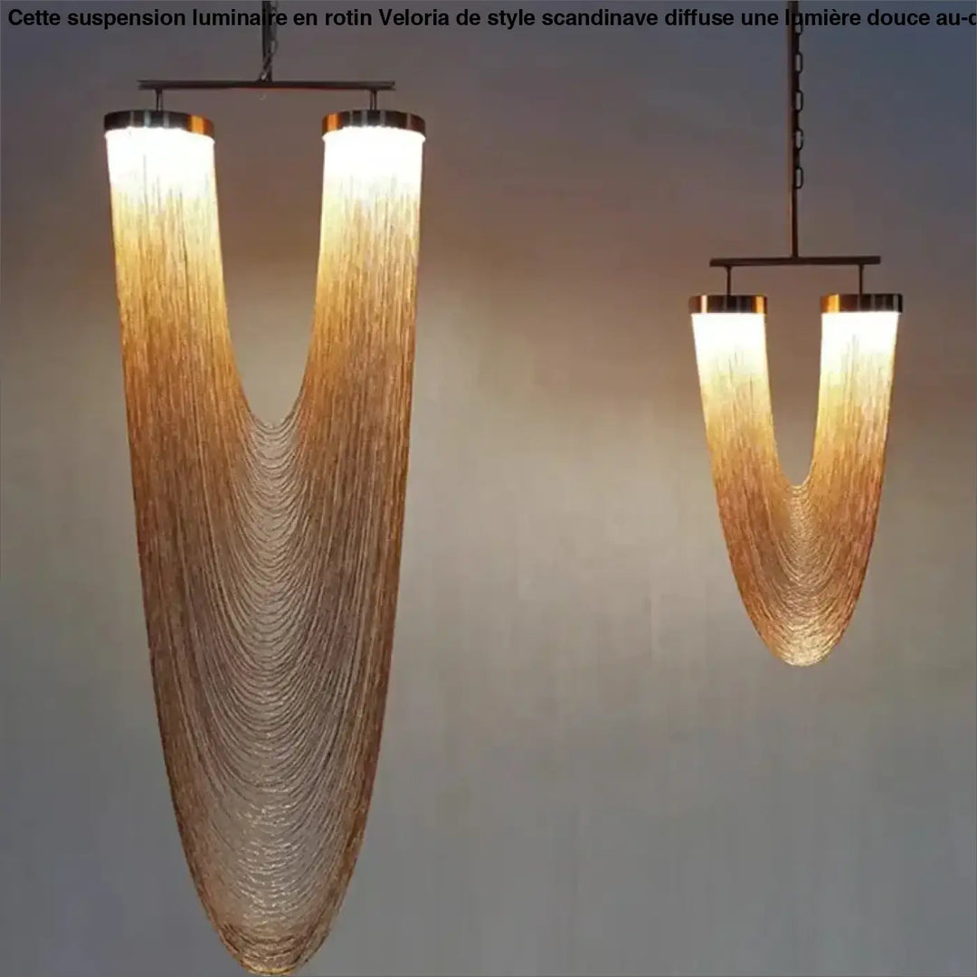 Suspension led design sculptural en u finition métallique