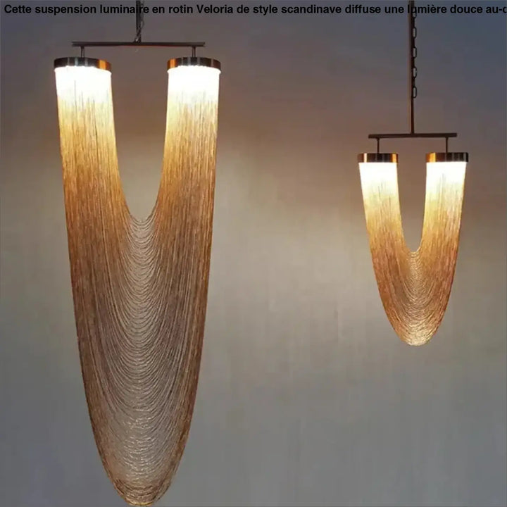 Suspension led design sculptural en u finition métallique