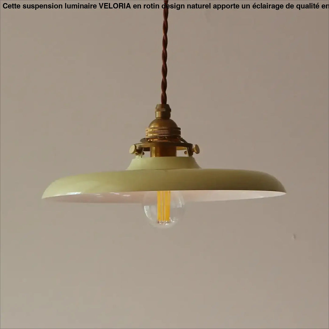 Suspension luminaire vintage en métal avec câble tressé chic