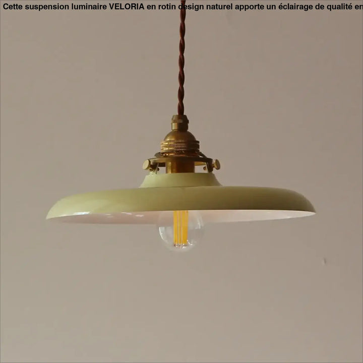 Suspension luminaire vintage en métal avec câble tressé chic