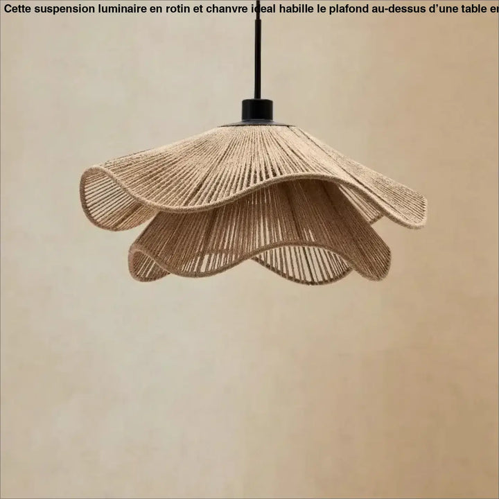 Suspension luminaire en rotin et chanvre idéal pour un restaurant

