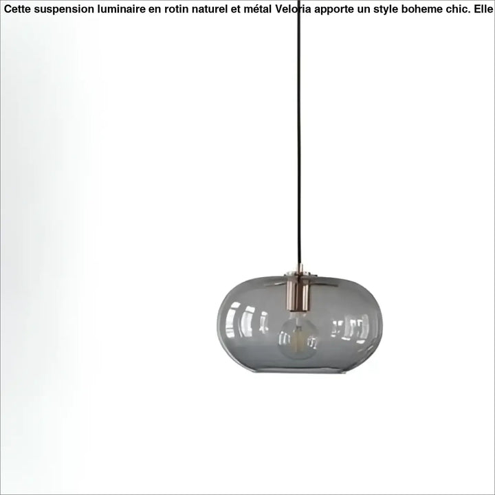 Suspension luminaire moderne sietra en verre fumé gris avec fixation métallique cuivrée