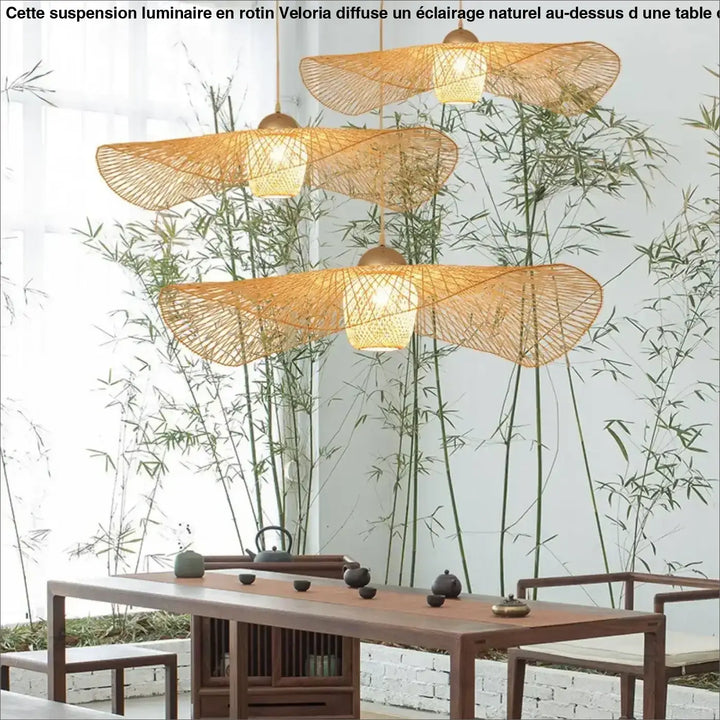 Suspension luminaire en rotin pour salle à manger moderne

