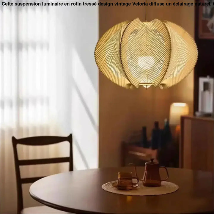 Suspension luminaire bohème élégante en fibres tressées
