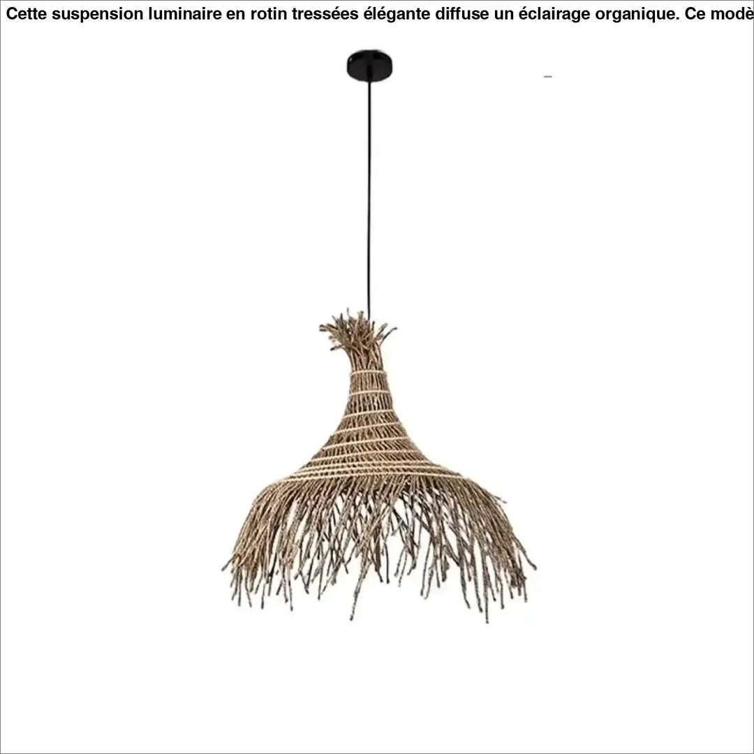Nordic Retro Wabi Sabi Rattan Weaving Straw Hat Chandelier Living Dining Room Pendant Lights Restaurant Bar Hanging