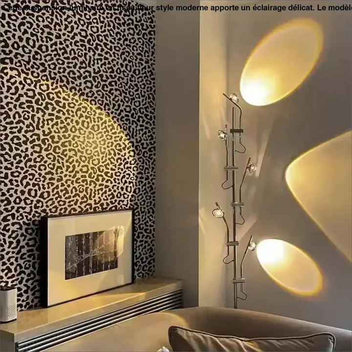 Lampadaire design à projections lumineuses artistiques noir