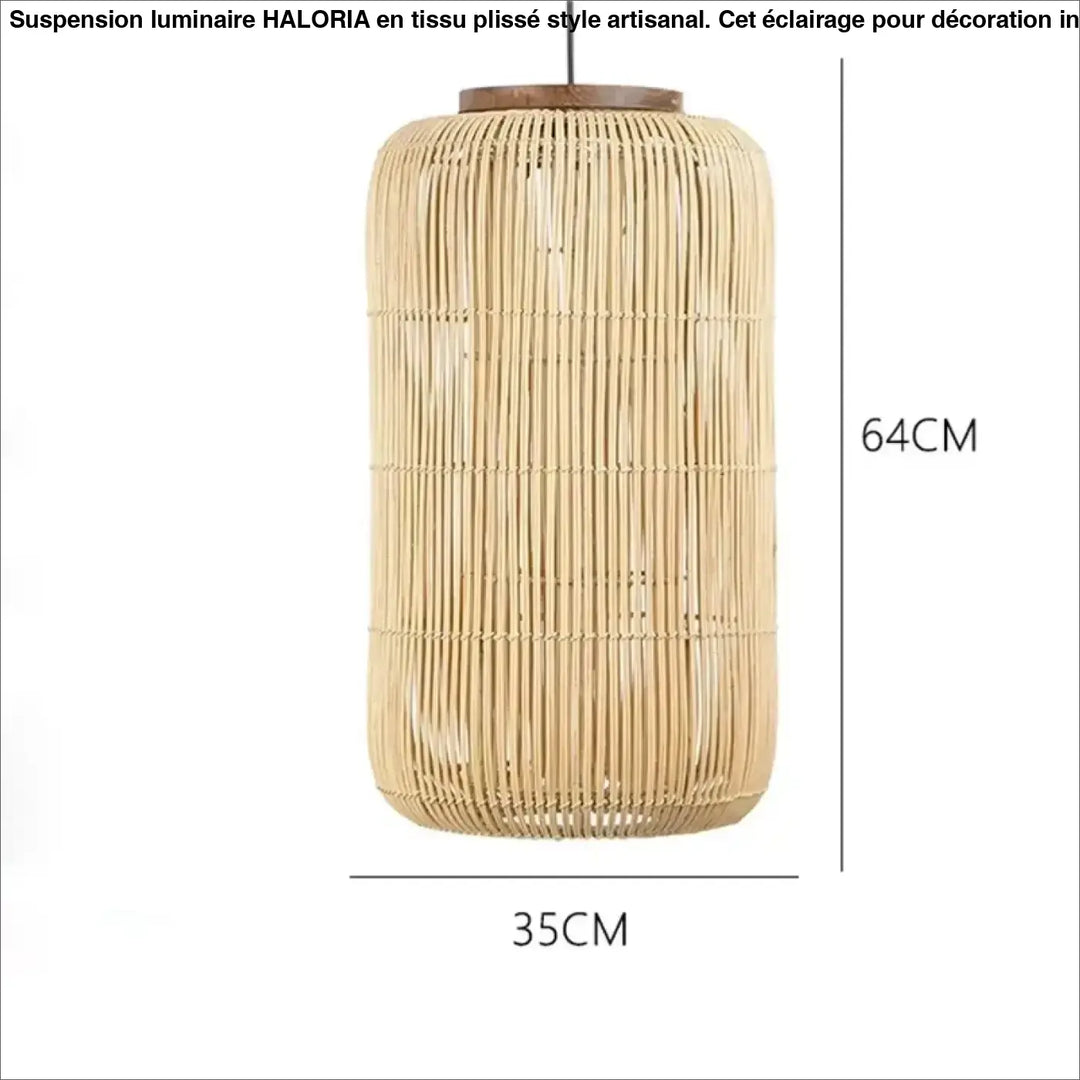 Suspension en rotin naturel cylindrique design bohème