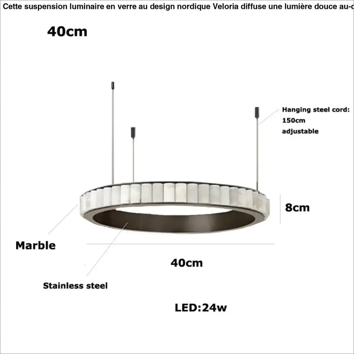 Suspension moderne led design marbre et acier élégance