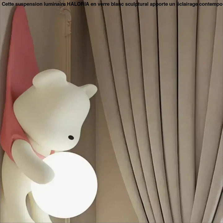 Applique murale enfant ourson design avec boule lumineuse led

