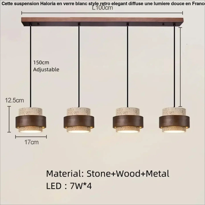 Suspension luminaire en marbre avec finition bois marron naturel