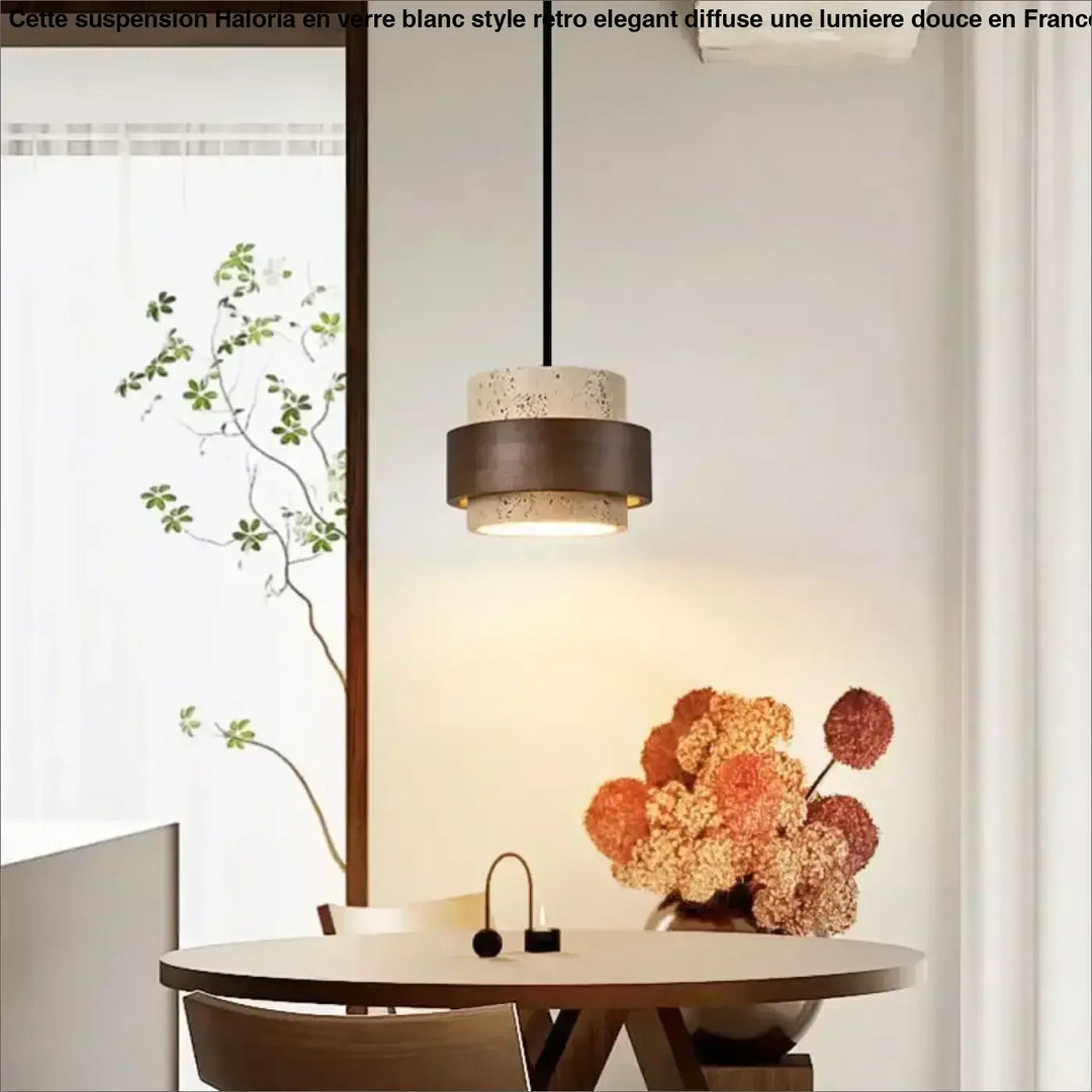 Suspension luminaire en marbre avec finition bois marron naturel